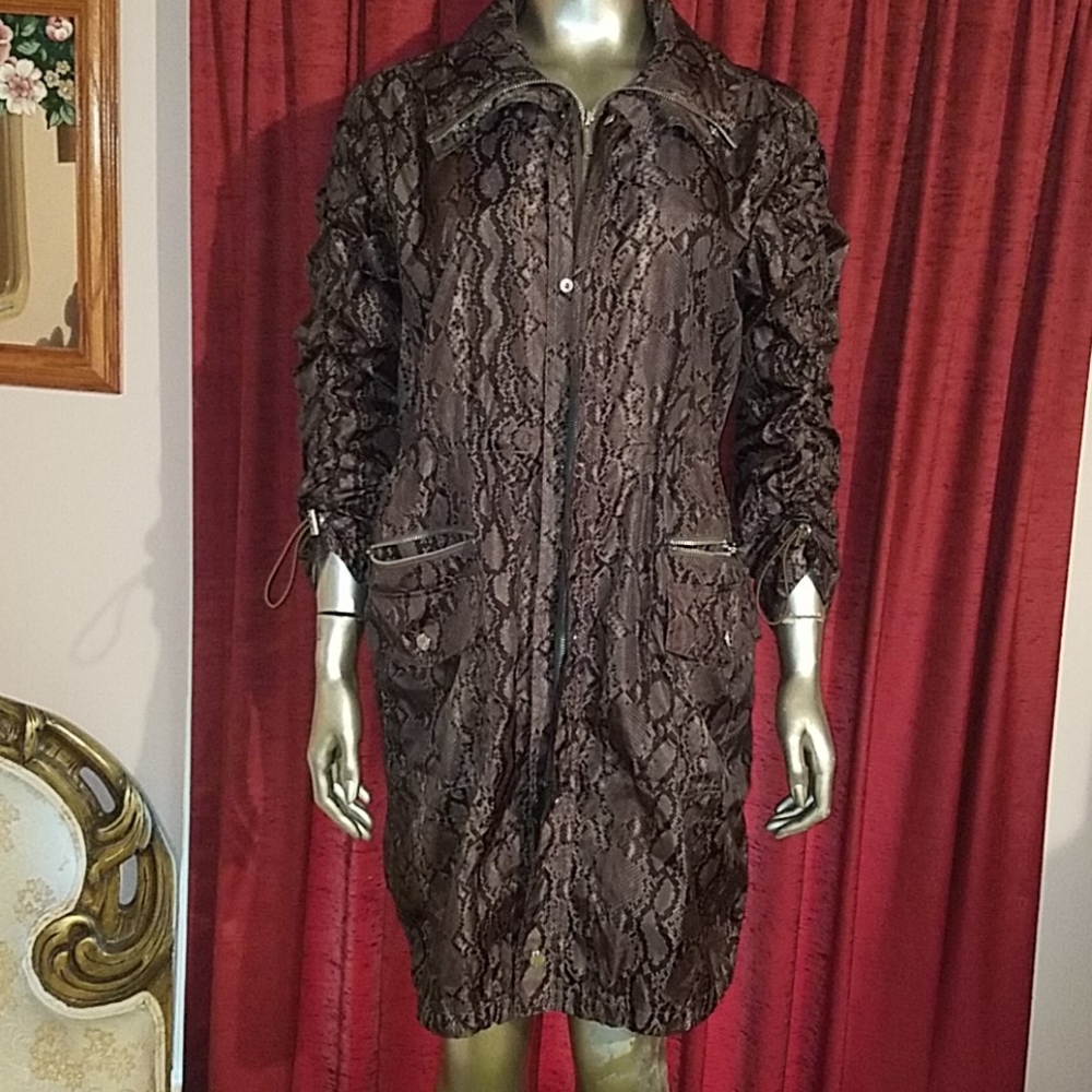 Michael Kors Snake Skin Python Rainjacket Brown S… - image 1